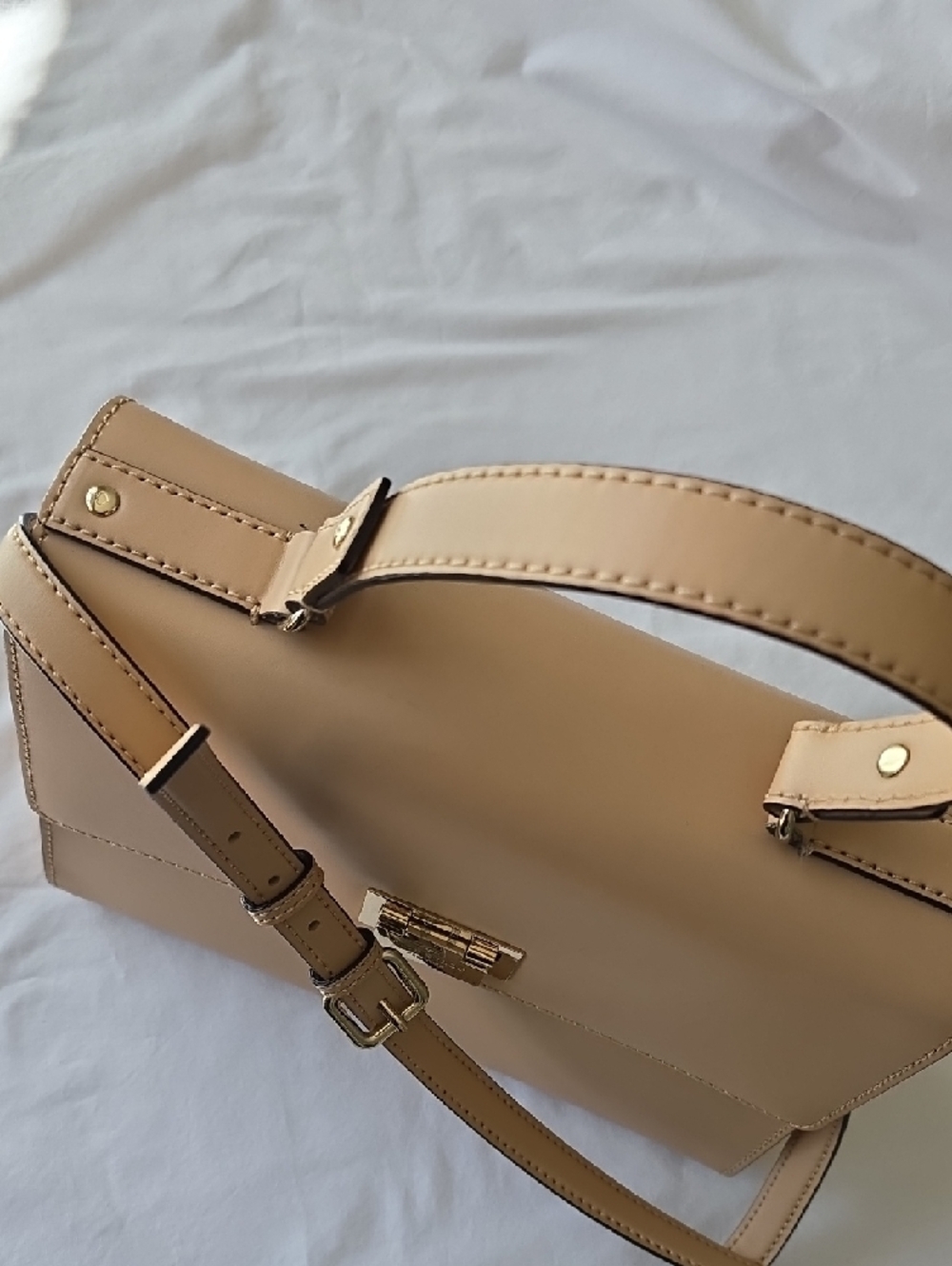 kate spade Beige Leather Structured Satchel with Gold Hardware - Picture 5 of 13